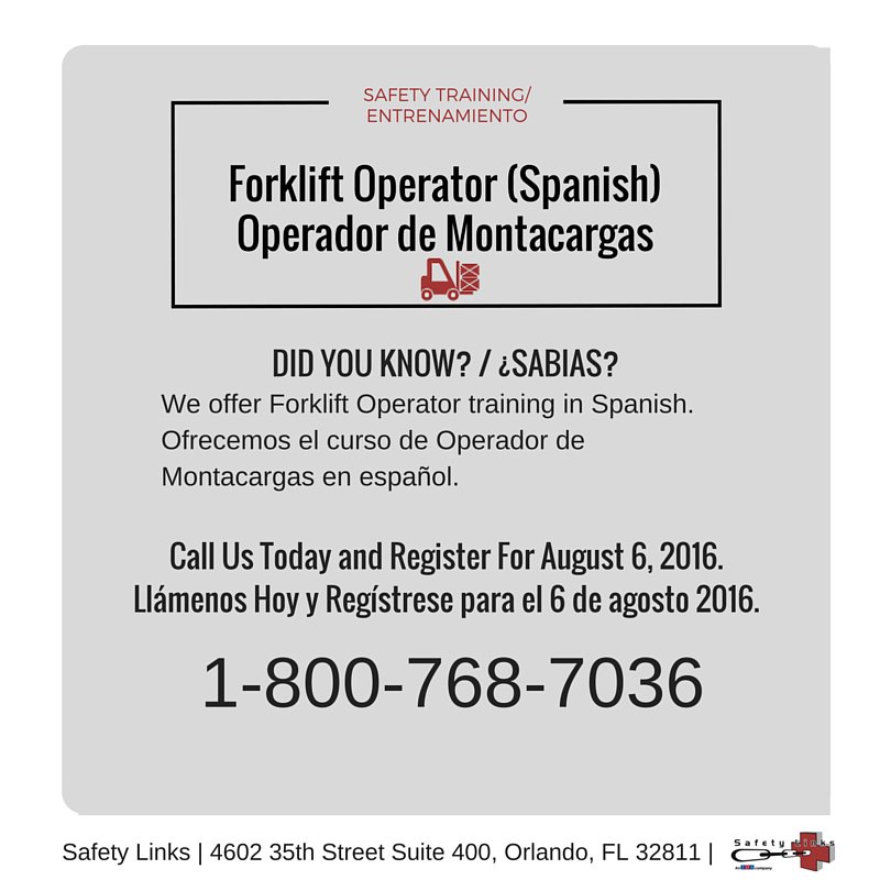 SafetyLinks's tweet photo. Forklift Operator Training in #Spanish in #Orlando, #Florida. #safetytraining #safetylinks #OSHA #forkliftoperator https://t.co/89NPGQC9fZ