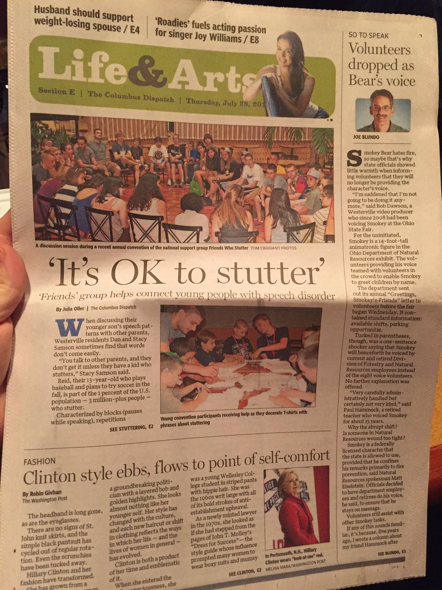FriendsStutter's tweet photo. Featured in the @DispatchAlerts for annual convention day one! #wehaveavoice #friendswhostutter #friendsinOH16 https://t.co/YGhxXj9Q3v