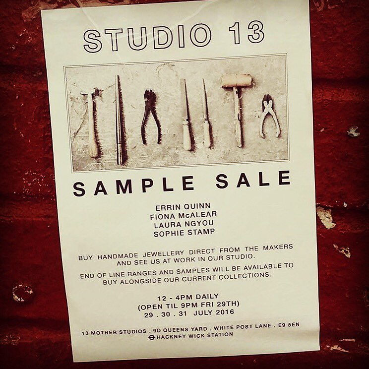 sophstamp's tweet photo. JEWELLERY SALE THIS WEEKEND!! @Hackney_WickED @motherstudios #openstudios #handmadejewelery #Hackney #hackneywick https://t.co/iIkjxPReFx