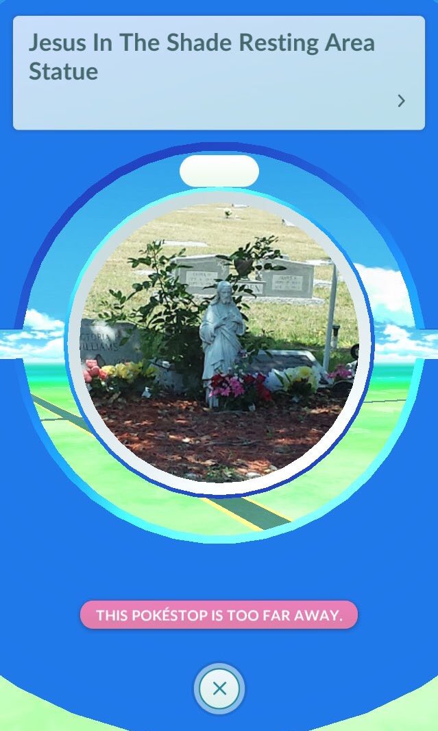 PokeStopsDaily's tweet photo. Oh don't mind him!

That's just Jesus in the shade resting area! 

#PokemonGO #PokéStop #Pokemon #PokeStopsDaily https://t.co/e8GLf4TLdx