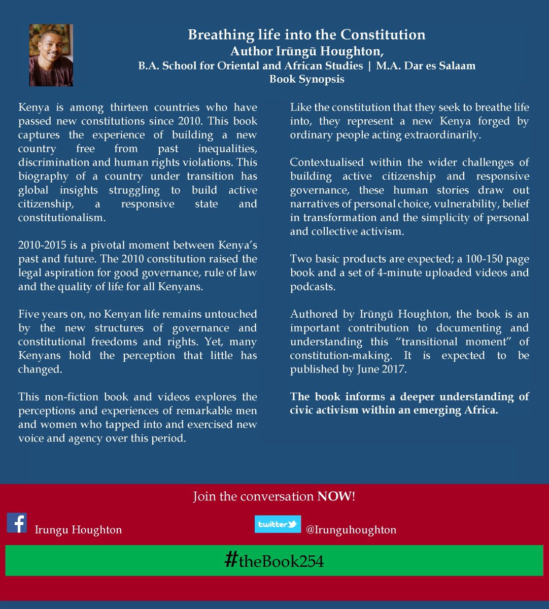 I am writing a book on breathing life into our constitution over 2016. RT or LIKE if you want a copy #TheBook254