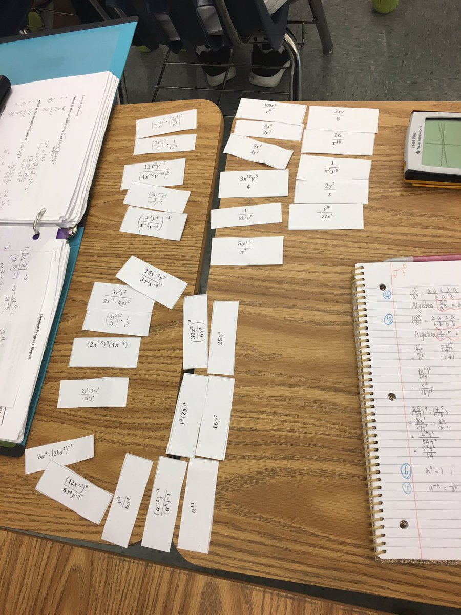 TJMSMath's tweet photo. Reviewing exponents with a matching activity @MdluliKhethiwe @GunstonMTHCoach @MsRotchford @APSVirginia @SuptPKM https://t.co/ASERRpXbiV