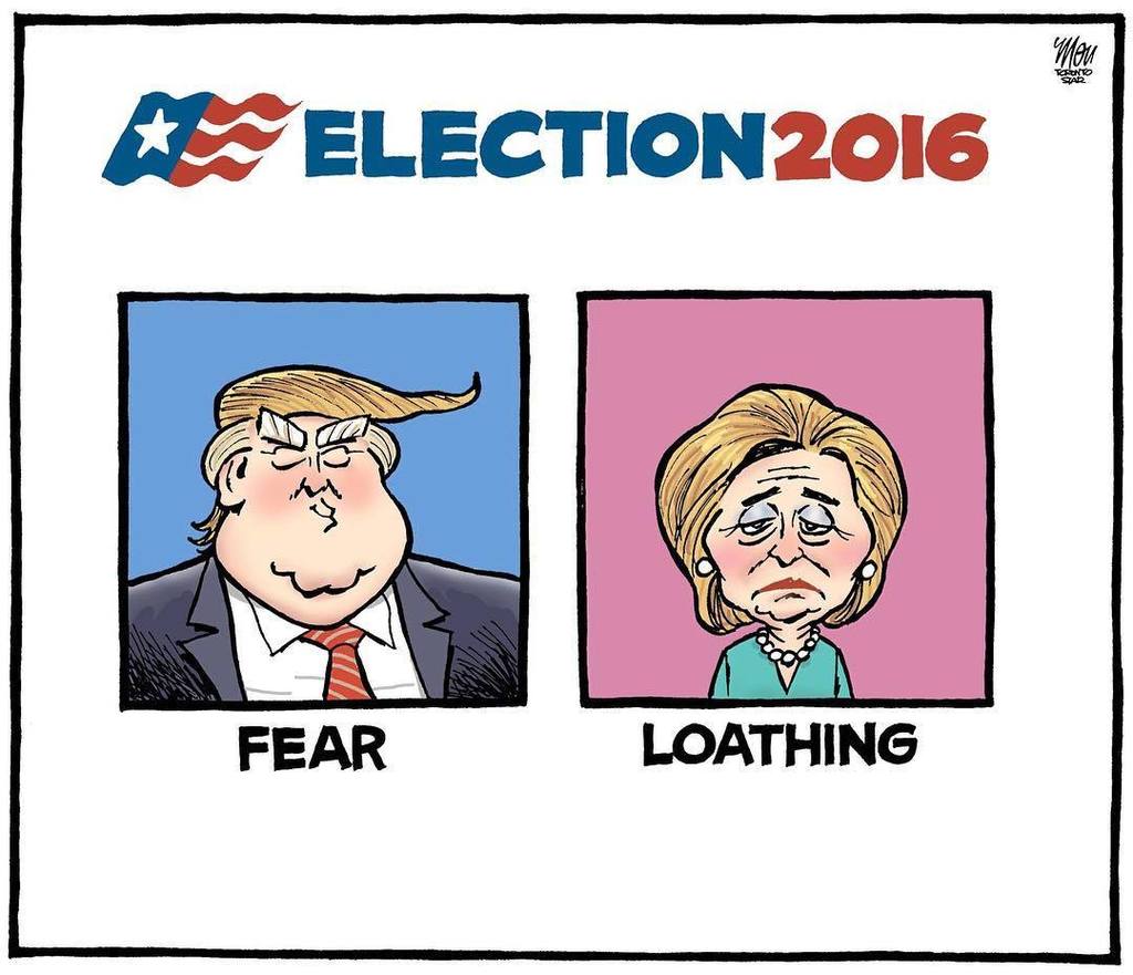 TorontoStar's tweet photo. "Fear and Loathing" is Thursday #Election2016 cartoon by Theo Moudakis. #cartoon #uspoliti… https://t.co/fsSgDJZBSb https://t.co/mSStVFOGtB