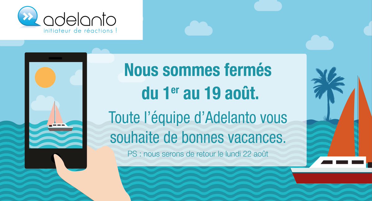 AgenceAdelanto's tweet photo. Adelanto : Fermeture estivale du 1er au 19 août https://t.co/aDAJNHNIHl