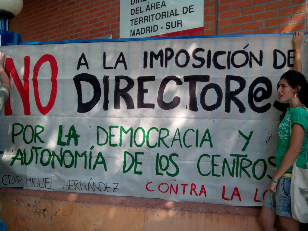Por la democracia y la autonomía de los centros. No a la imposición de la Dirección en la escuela. No a la #Lomce.