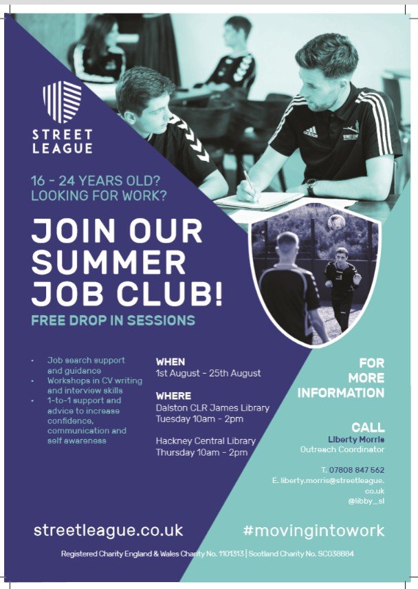 SLDanceFitSoph's tweet photo. 16-24? Looking for work? Come and see us #HackneyLibrary today 10-2pm #movingintowork #BeJobReady @SLDanceFitChris https://t.co/yiAYjx9Gw0