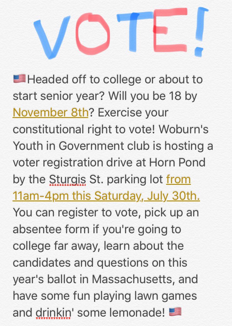 WMHS_yag's tweet photo. In an incredibly important election cycle and time in general, there's no excuse for voter apathy. Come register!🇺🇸🔶 https://t.co/517vMy7S19