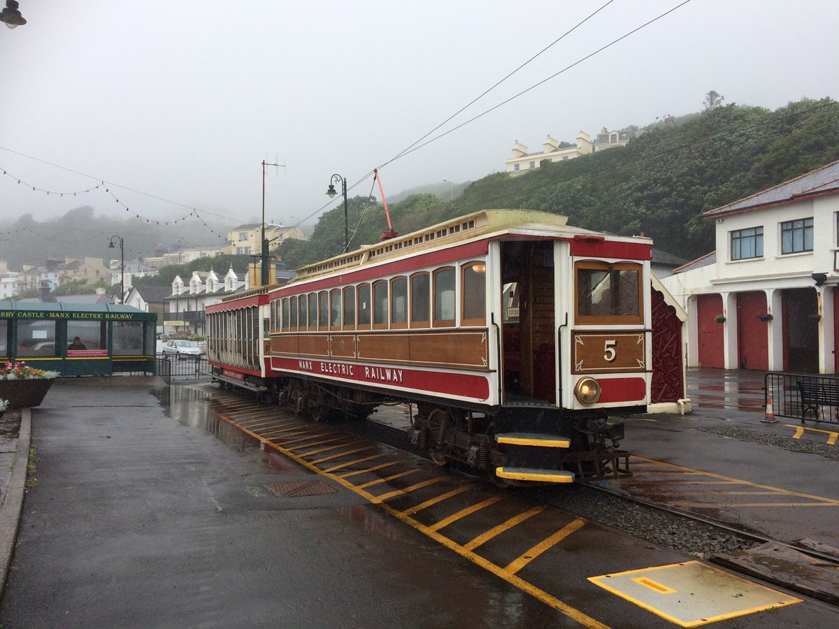 manxelectric's tweet photo. Car 5/Trailer 41 wait to depart for the north with the 1110 to Ramsey. https://t.co/dyBARN8A9l