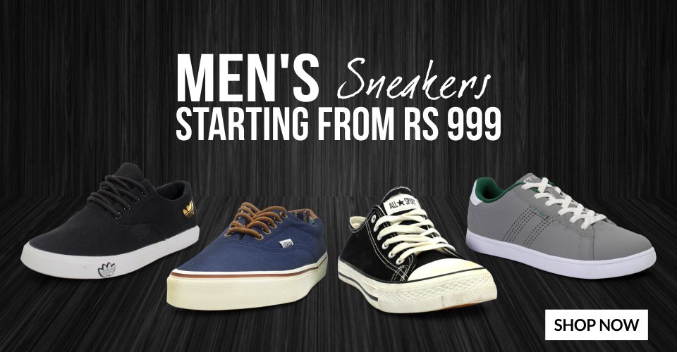 Shoes are boring, wear #sneakers 👟 
Men's sneakers starting from only Rs. 999. 
Check out-> bit.ly/2asaJiE