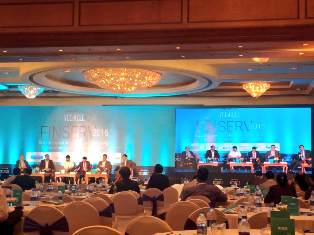 KadakWaliChai's tweet photo. And it begins, the much awaited session on #fintech for wealth management with @ManishAShah26 at #FINSERV2016 https://t.co/UxafVQJriy