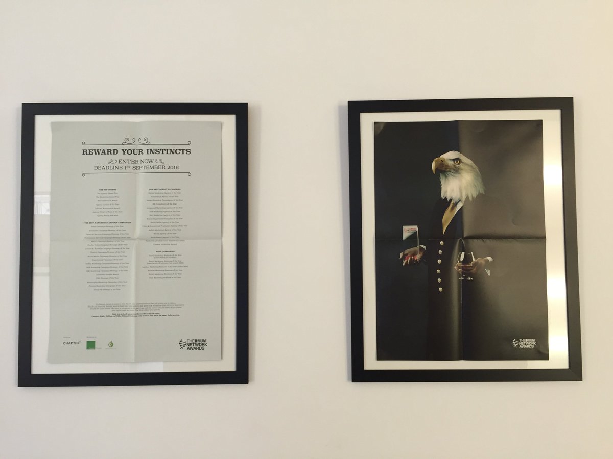 TheDrumNetwork's tweet photo. Where has your poster taken pride of place? Our DM piece for 2016's awards by @chapteragency #DrumNetwork #Awards https://t.co/X89Qy6fZqU