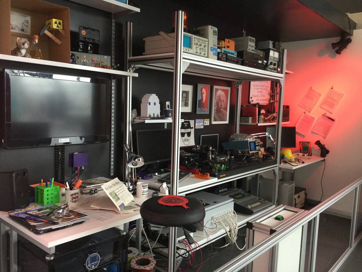 gsc1's tweet photo. Just your typical quantum physicist's workbench area!? #askquantic #ExhibitSpotlight https://t.co/jfLH52QpFl