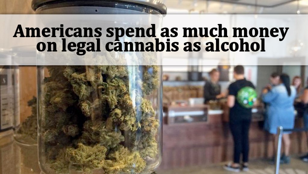 ctmmps's tweet photo. Americans spend as much money on legal cannabis as alcohol - https://t.co/DchGiIMSh2
#ctmmp #ctdcp #ctmmps https://t.co/0LxXaD3G49