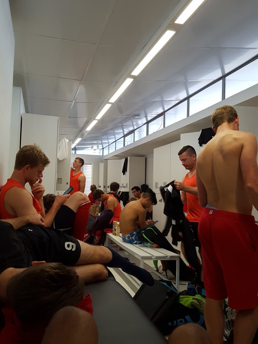 devohn's tweet image. Change room chilling before 2nd session #olympics #fieldhockey #redcaribou