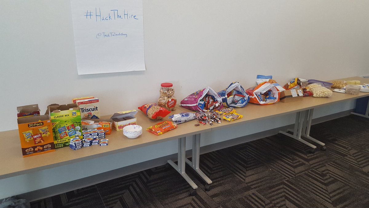 TechTalentGuy's tweet photo. Impressive snack spread at #HackTheHire https://t.co/3jcA17iVqX