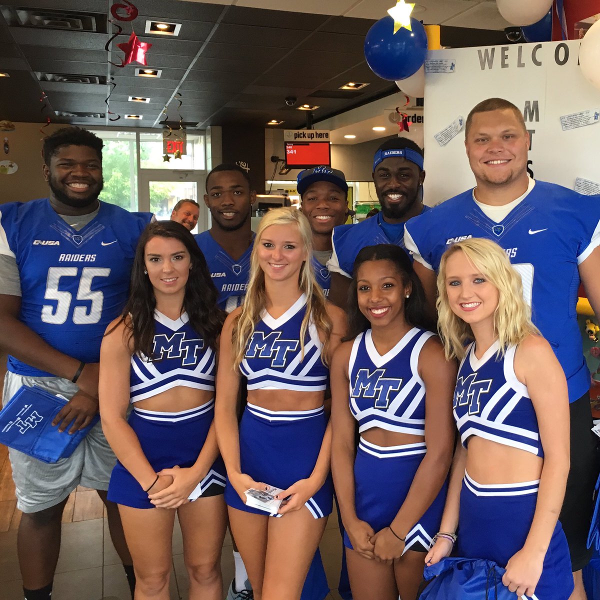 .<a href="/MT_FB/">Middle Tennessee Football</a> squad at the <a href="/mcdonalds/">McDonald's</a> on Memorial Boulevard for lunch! Stop by and say hello. #TrueBlue #BlueRaiders