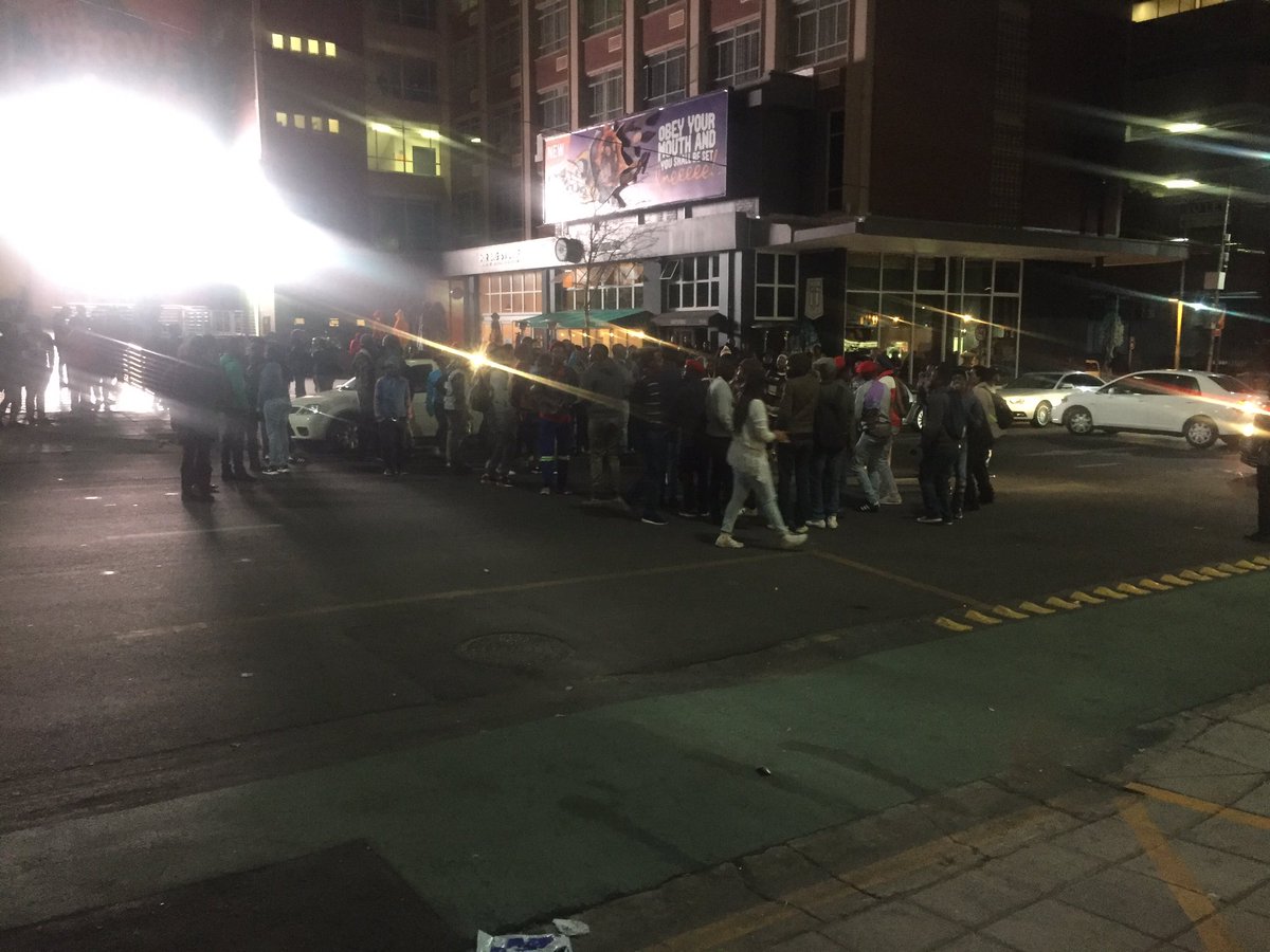 ewnreporter's tweet photo. #SouthPointResProtest A group of #EFF students protesting against high accommodation residence fees in Braam.KG https://t.co/9UL5pd9HkU