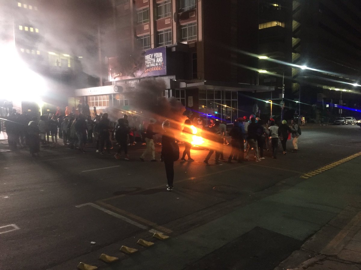 ewnreporter's tweet photo. #SouthPointResProtest A group of #EFF students protesting against high accommodation residence fees in Braam.KG https://t.co/9UL5pd9HkU