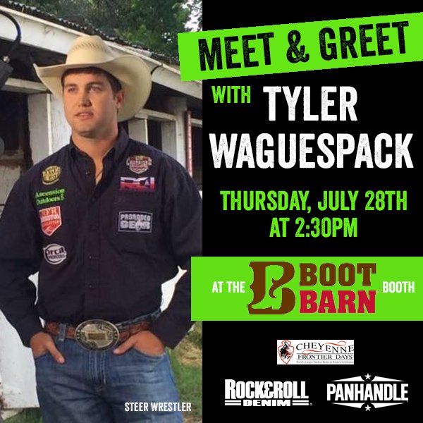 Come &amp; greet with Tyler Waguespack at #CFD! You can find him at the <a href="/bootbarn/">Boot Barn</a> tent today at 2:30pm!