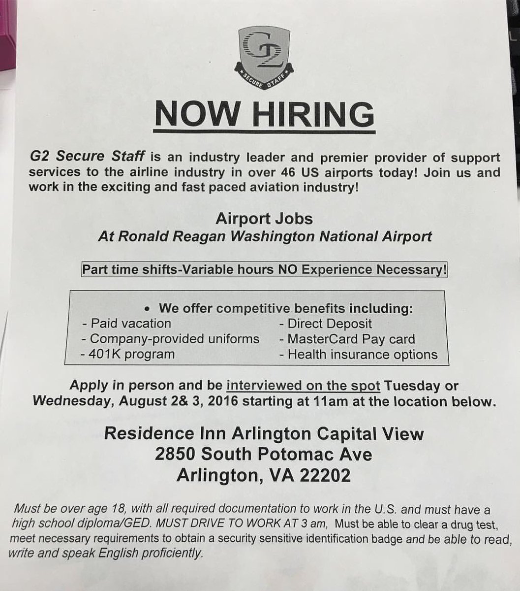 Dee on Twitter: "G2 Secure Staff Hiring #NoExperienceNeeded #JobFair #Dc  #Md #VA #DCA #Security https://t.co/GX7Jmrtc0o" / Twitter