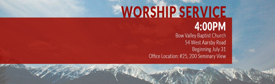 CAllianceChurch's tweet photo. Join us this Sunday at Bow Valley Baptist Church. Stop by and see our new office location at the Baptist Seminary https://t.co/mkwH9A0Svf