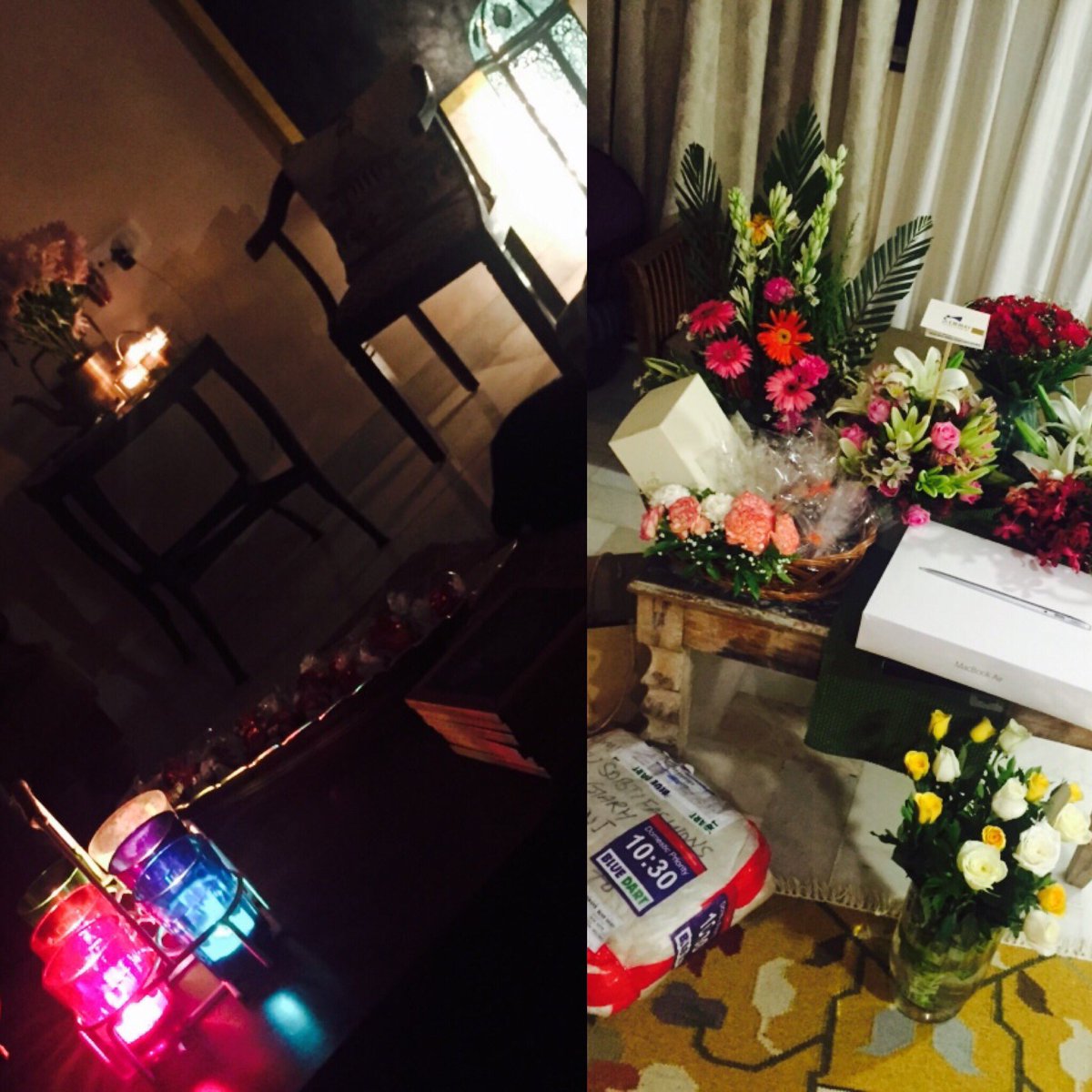 humasqureshi's tweet photo. Came back home to this #Flowers#Lights #Gifts #burday loveee https://t.co/JVy758IKkR