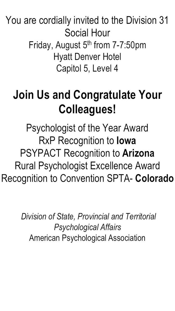 asppb's tweet photo. Join us! APA Div 31 Social Hour #2016APA recognizes Arizona for passing PSYPACT legislation! https://t.co/Ctnh630njn