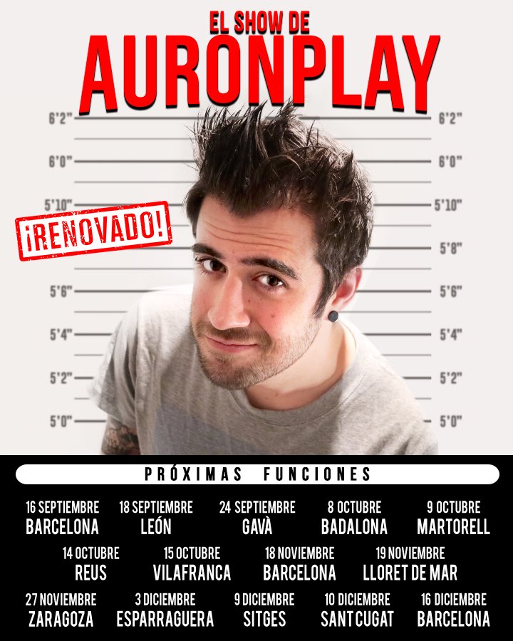 auronplay's tweet photo. 🚨🚨 En septiembre volvemos a la carga con el show RENOVADO. 🚨🚨
Entradas -> https://t.co/cJoPY74Hr2 https://t.co/OGBFYhKX2d