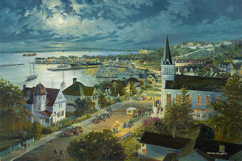 MichaelBlaser3's tweet photo. Mackinac Island from a new perspective.  Looking west above St Ann's Catholic church.  It's all in there! https://t.co/SGr9z3GjdL