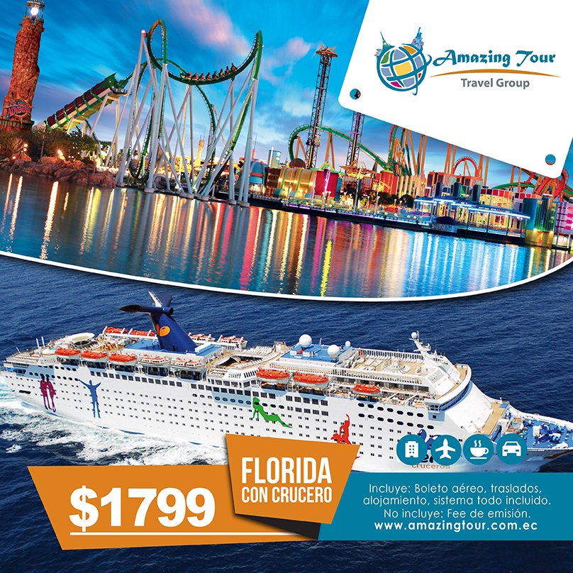 AmazingTourEcu's tweet photo. Florida con Crucero
Incluye: traslados, alojamiento, visitas, crucero,
Precio: $1799
Contactos: 2630402/03/50 https://t.co/bllqcvRj5M