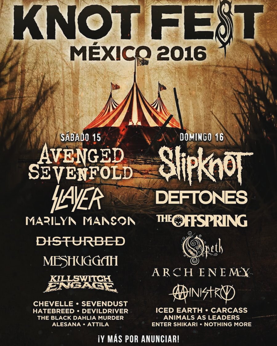 Slipknot_Mexico's tweet photo. ¿Te perdiste el anuncio del #KNOTFESTMEXICO2016? Nosotros te lo resumimos en @DarkMellifera

https://t.co/pW0aKwF4Z9 https://t.co/RucLq3LESl