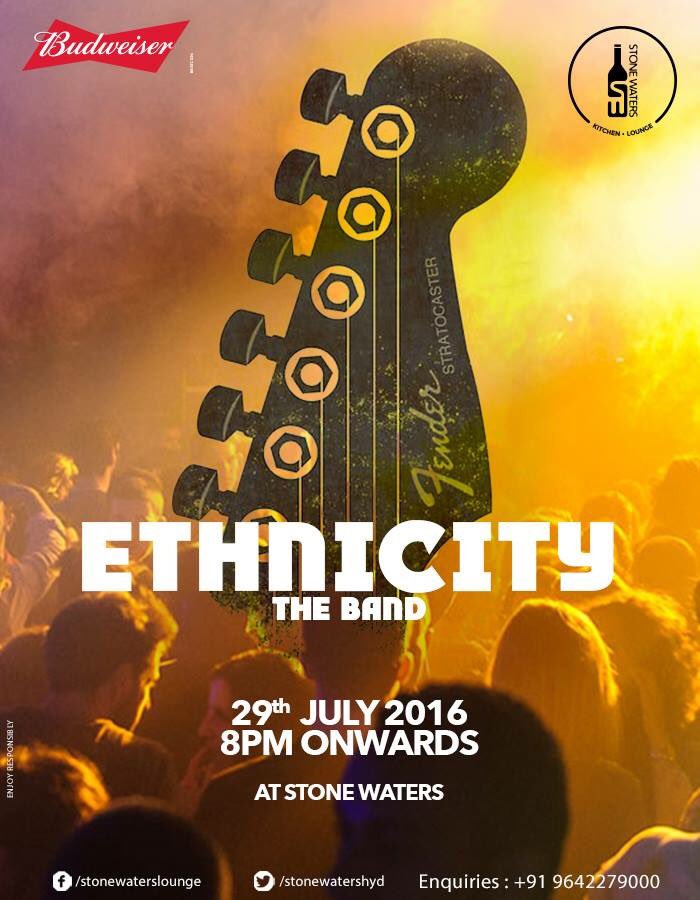 StoneWatersHyd's tweet photo. Enjoy the start of the weekend with Ethnicity only at #StoneWaters! 8pm onwards, be there! https://t.co/aMuVrcrhX4