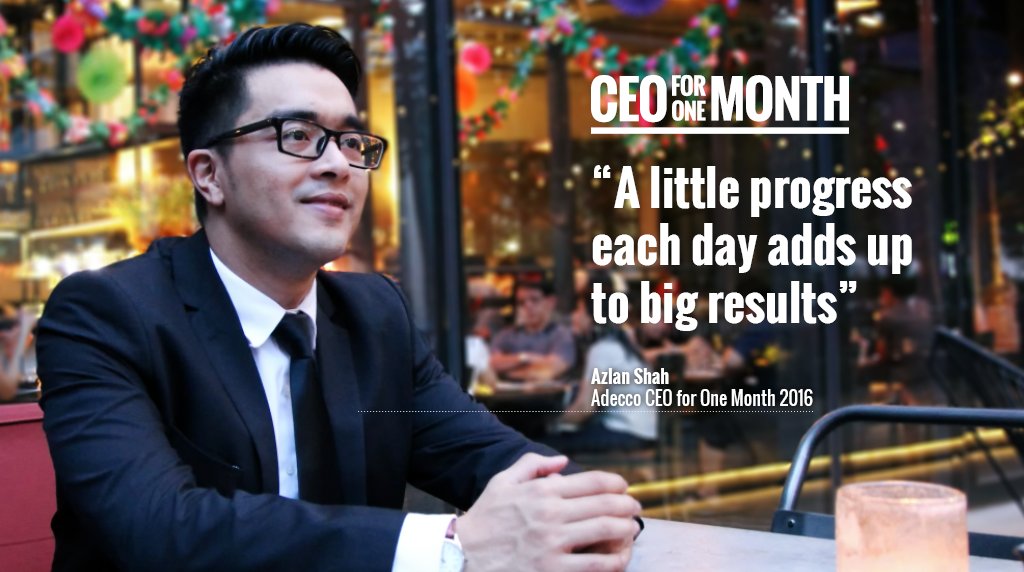 AdeccoMalaysia's tweet photo. Set a plan. Take a step each day. #Progress. #CEO1Month #AzlanForCEO @AdeccoWaytoWork https://t.co/xdJJn5Ra1b
