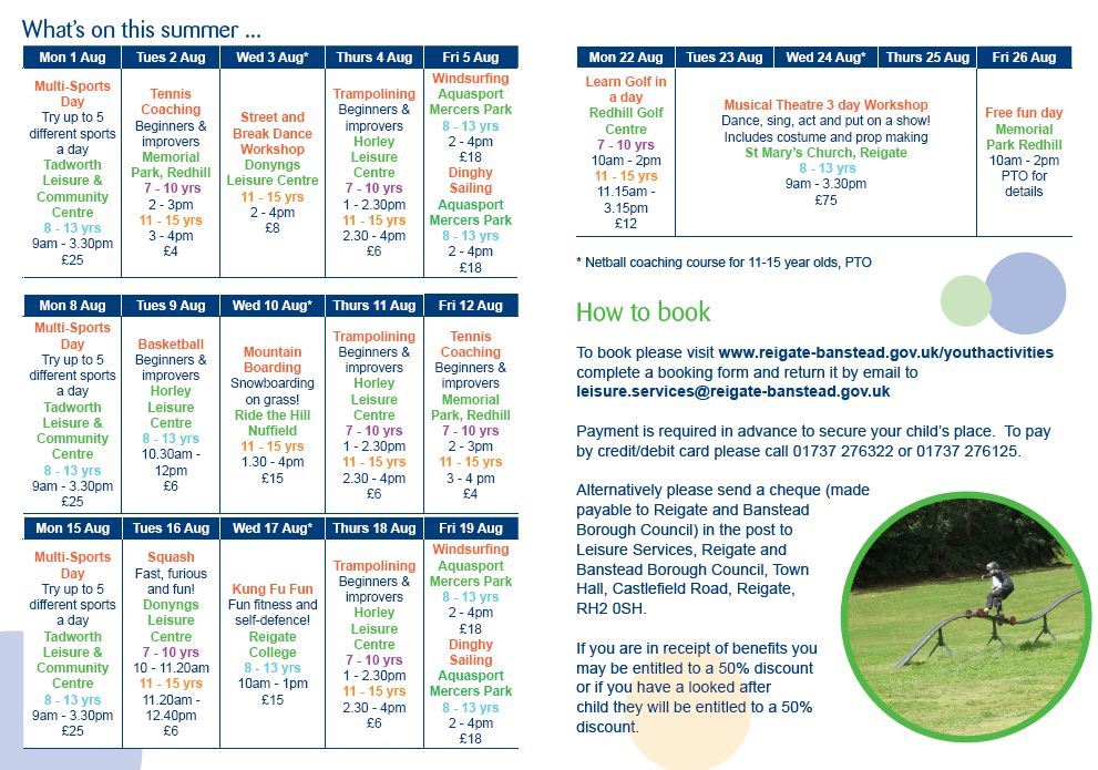 reigatebanstead's tweet photo. Aged 7-15? Stay active and have fun this summer with #RandBeActive! Info at https://t.co/it89htalb7 https://t.co/gF7fhWtYnj