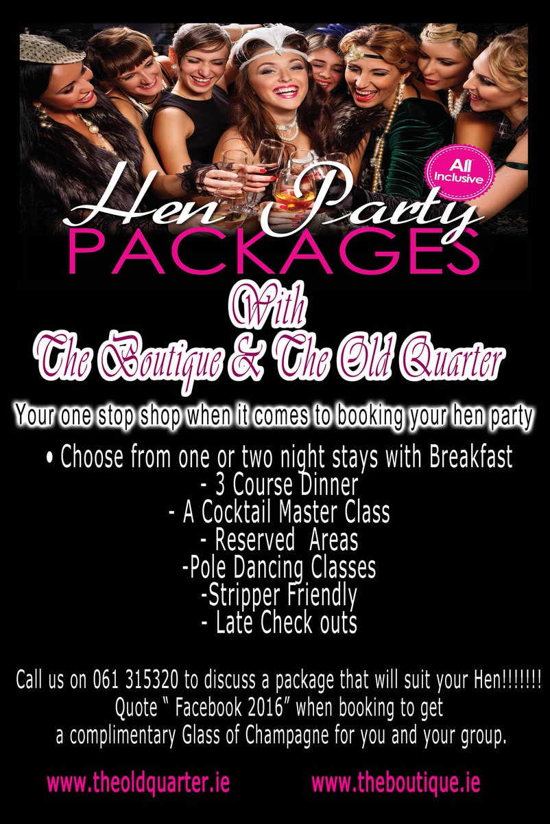 OldQuarterL's tweet photo. Having a Hen Party? Quote #Facebook2016 when booking to get a #FreeGlass of Champagne for you & your group https://t.co/hHdh285q9W