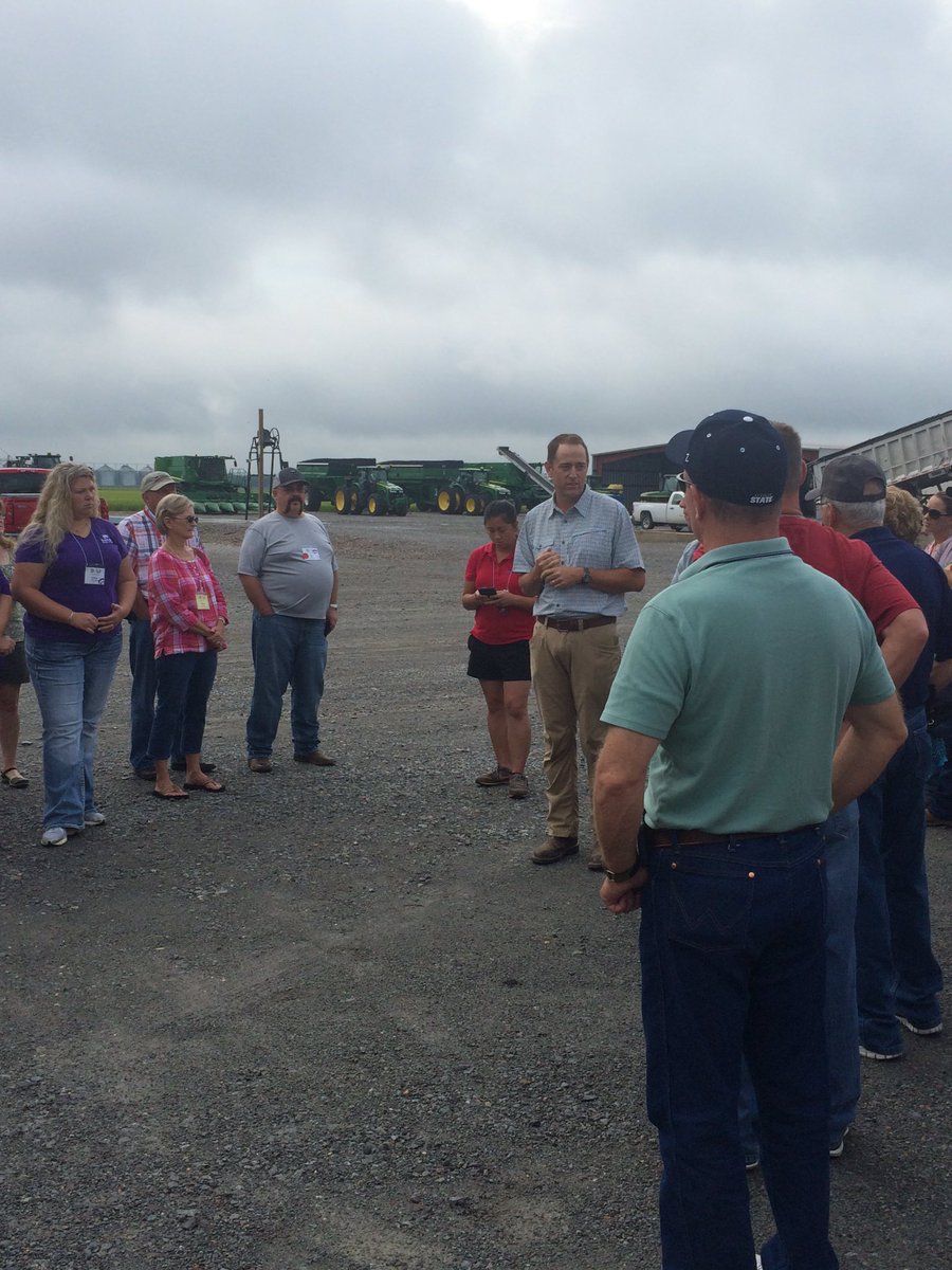 CBokker's tweet photo. First stop on the #NACAA2016 Rice tour is at Brantley farms in Lonoke County. https://t.co/TFbiR7f69r