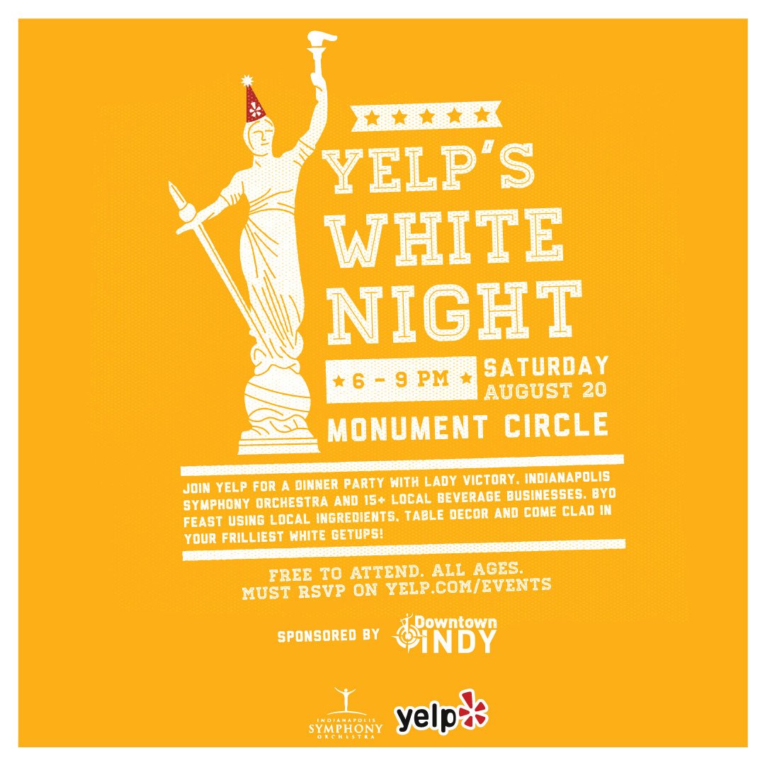 YelpIndy's tweet image. SO excited to have 18 drink bizs joining us for #YelpWhiteNight sponsored by @IndyDT RSVP: bit.ly/yelpindywhiten…