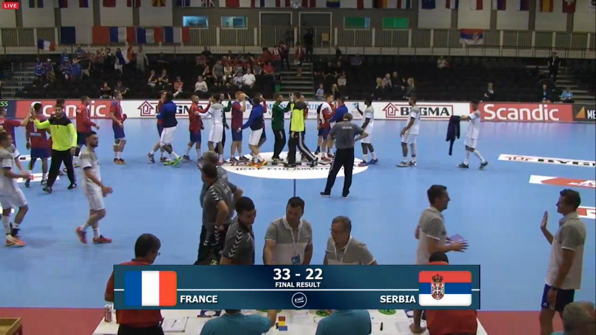 HandNews_Live's tweet photo. [#EuroU20] Première victoire pour les bleuets au Danemark face à la Serbie 33 à 22. Etienne Mocquais désigné MVP. https://t.co/0LRjq2E8aj