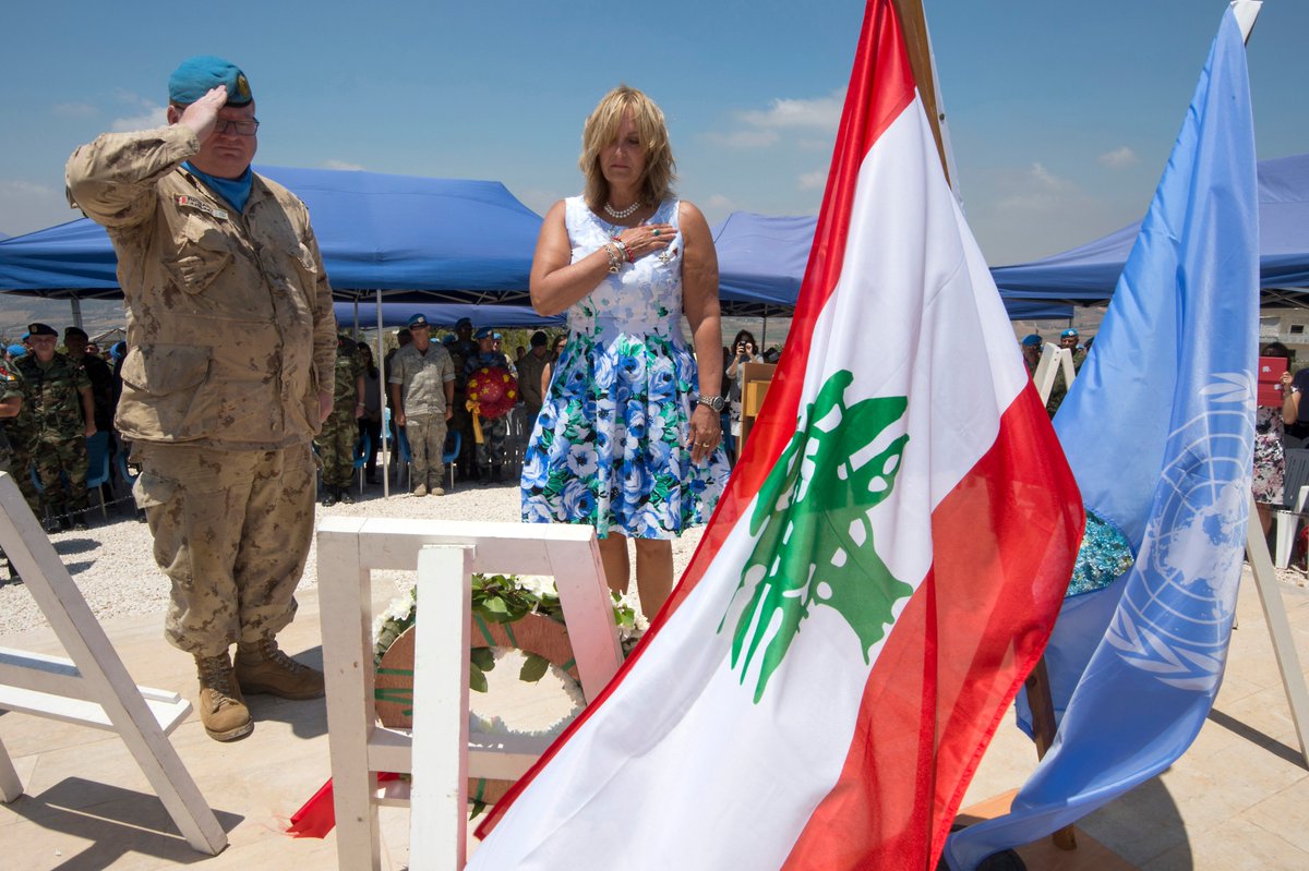 UNPeacekeeping's tweet photo. Tears &amp; wishes for a more peaceful future were shared during memorial for slain peacekeepers in south #Lebanon. https://t.co/UbnOStb49j