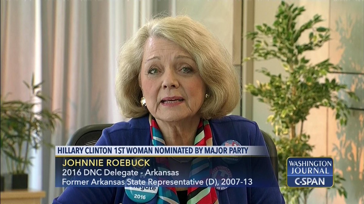 cspanwj's tweet photo. .@RoebuckJohnnie @ArkDems &amp; @Marg_Willis @scdp talk about what #HillaryClinton's nomination means for women https://t.co/wonHabep2G