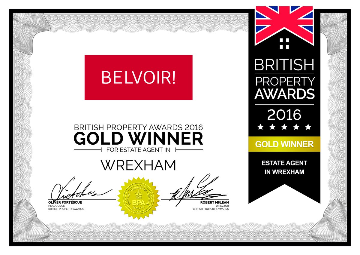 Breaking News! We have been judged to be the Best Estate Agent in Wrexham by the British Property Awards 2016!