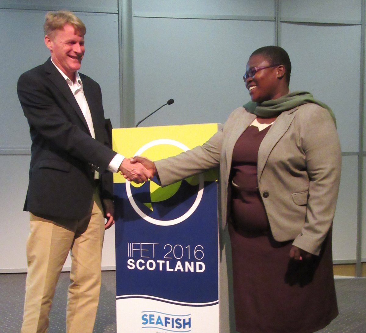 WorldFishCenter's tweet photo. #WorldFish researcher Chikondi Pasani receives the Rosemary Firth Award at the #IIFET2016 Conference in Scotland. https://t.co/FhV02CFSPb