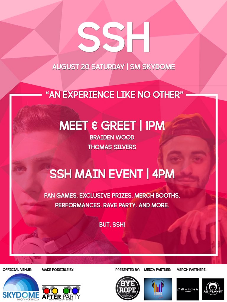 AfterParty_Prod's tweet photo. No passes to #SSH yet?

DM us! It's only at P300 for the main event 😏

For the full experience, P800 😎 https://t.co/PVAhMz3ut7