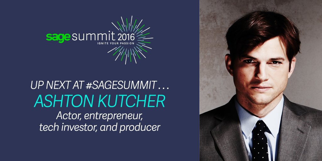 Sage_Summit's tweet photo. #SageSummit - Up next at 9:30am CT. Keynote with Ashton Kutcher (@aplusk). Live stream: https://t.co/AQRzoqFRfL https://t.co/NEw6JIiMe5