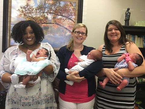 Three of our sweet babies and their mommas! A handsome boy sandwiched in between 2 beautiful girls!! Lucky guy!!!
