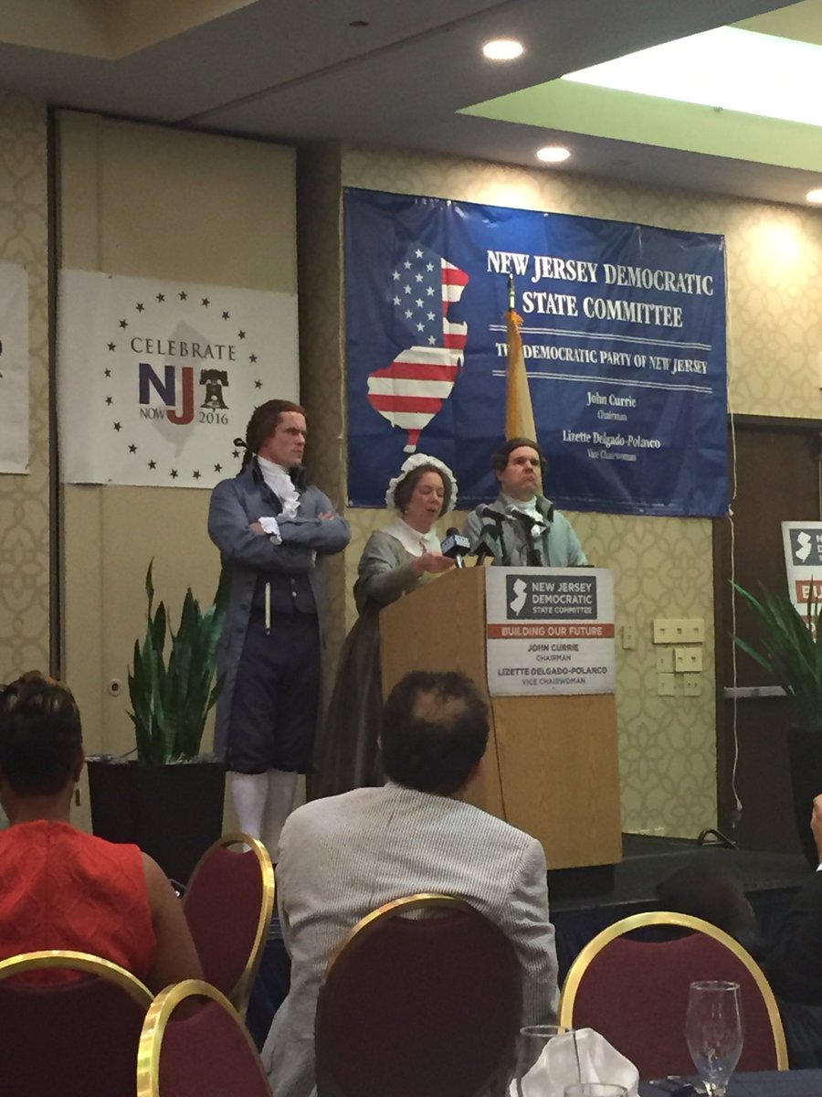 CelebrateNJNow's tweet photo. Thomas Jefferson, Abigail Adams, and John Adams- all at this morning's Delegate Breakfast! #CNJ2016 #DemsInPhilly https://t.co/bvt59mE5de