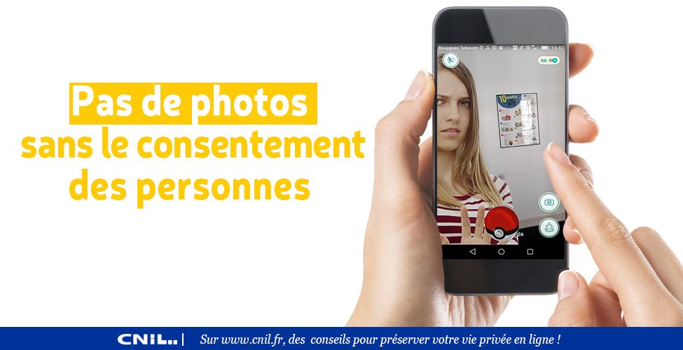 CNIL's tweet photo. #PokémonGO : l'image des autres est précieuse ! Pensez à demander avant de capturer ... https://t.co/TyekqNtPrH https://t.co/U94dYUnN91