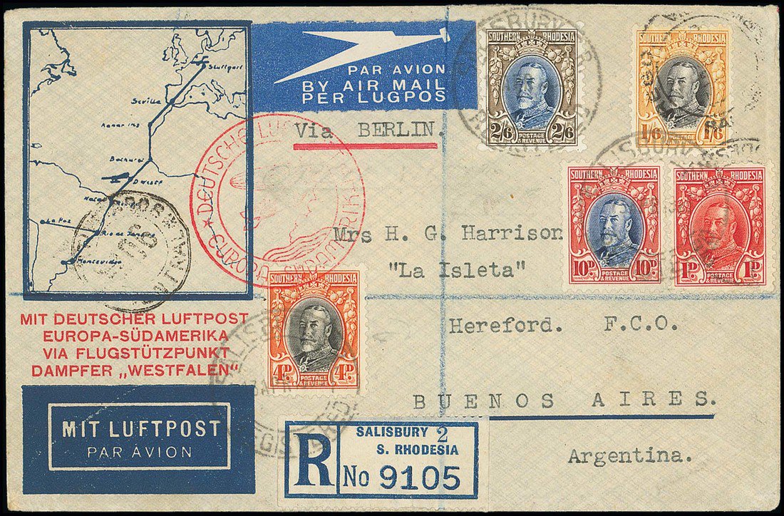 RSCJournal's tweet photo. #Rhodesia to South America by #Zepplin. #stamps #airmail #philately https://t.co/DWFFNvAc8K
