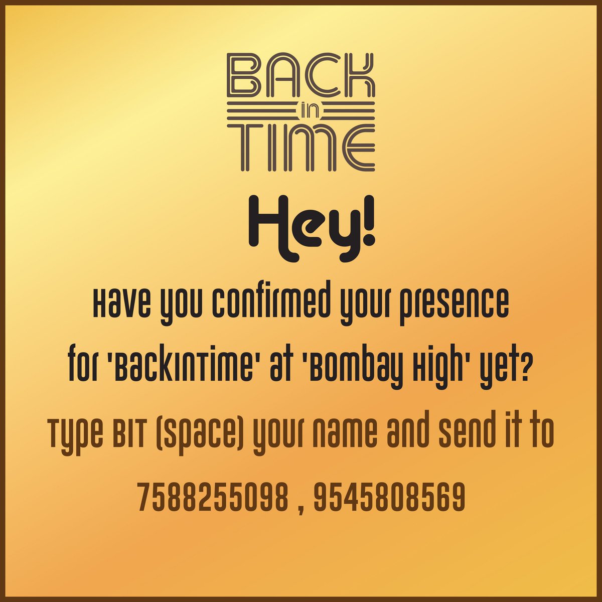 revolvepune's tweet photo. Have you confirmed your presences ? #BackINTime #BIT2016 #BIT #Revolvepune #Punenightlife @bombayhighpune https://t.co/yDsKvxwkee