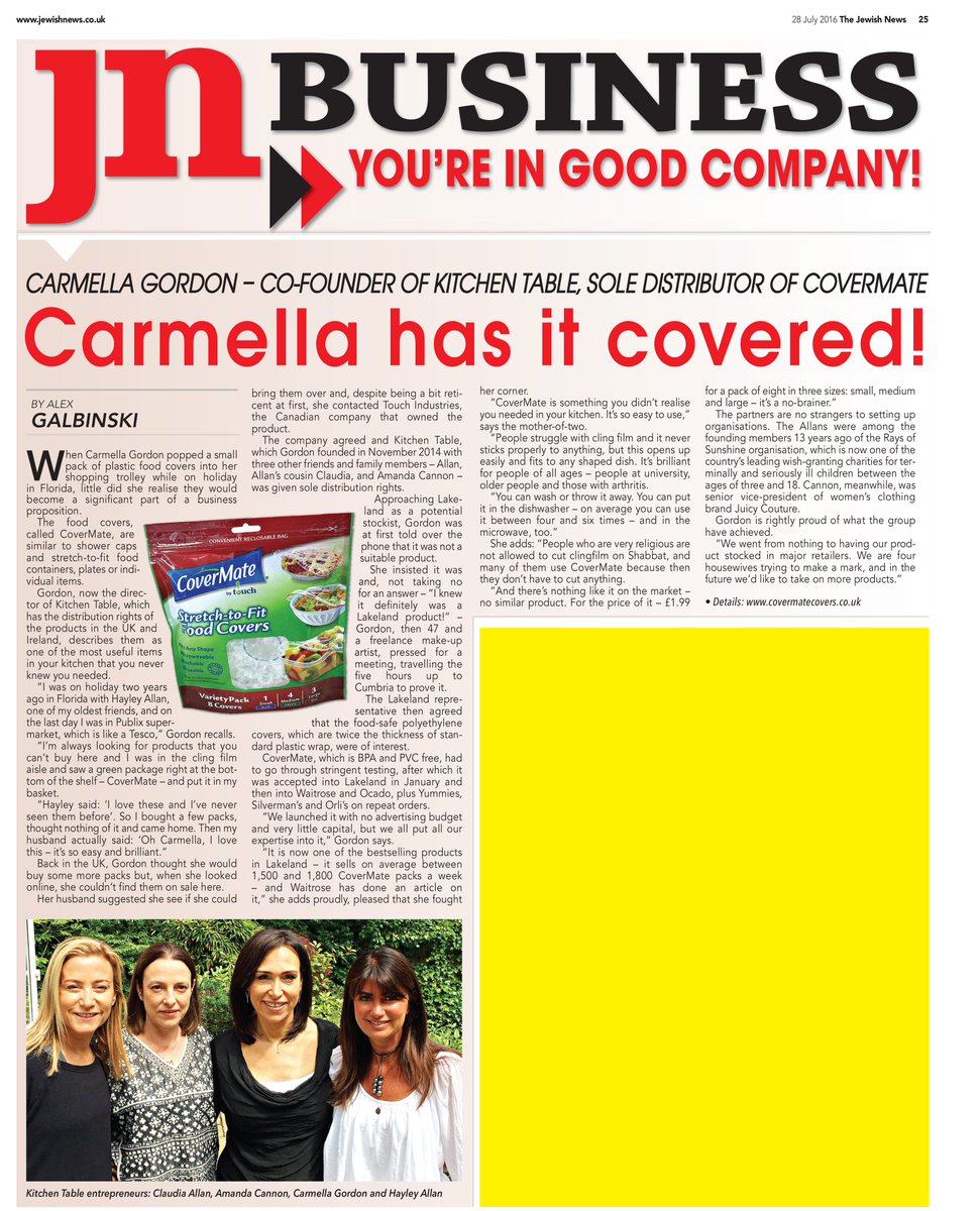 Covermatecovers's tweet photo. In the press Covermate - fantastic.  Take a read
#presscoverage  @JewishNews #grateful #kitchen #chef #kitchenaid https://t.co/16aRsv8s0z